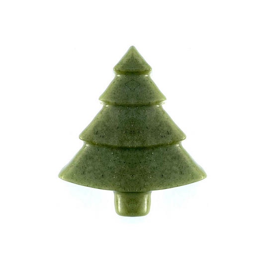 Green, pine tree shaped, Diphy Wellness evergreen soap bar. 