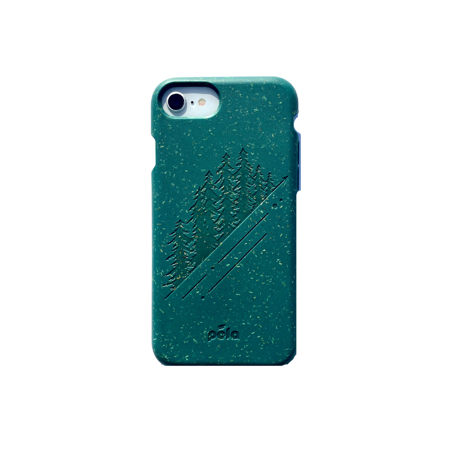 Green summit, evergreen tree engraved Pela phone case for the iPhone 6, 7, 8 or SE.