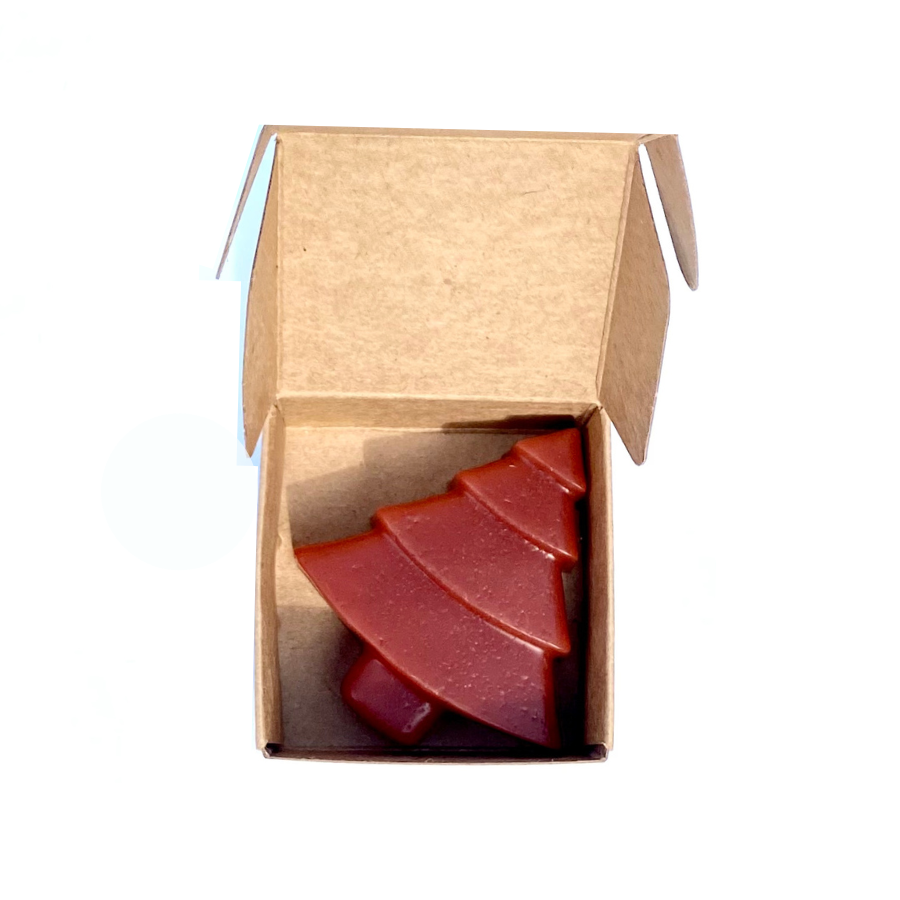 Overview of open box containing Diphy Wellness Christmas spice soap bar.