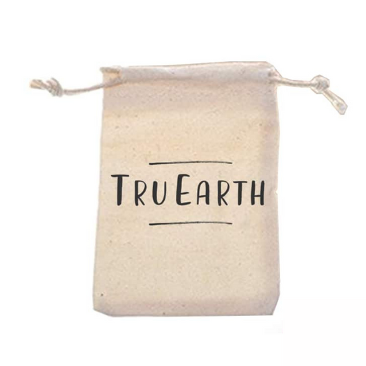 Drawstring storage bag for Tru Earth wool dryer balls.
