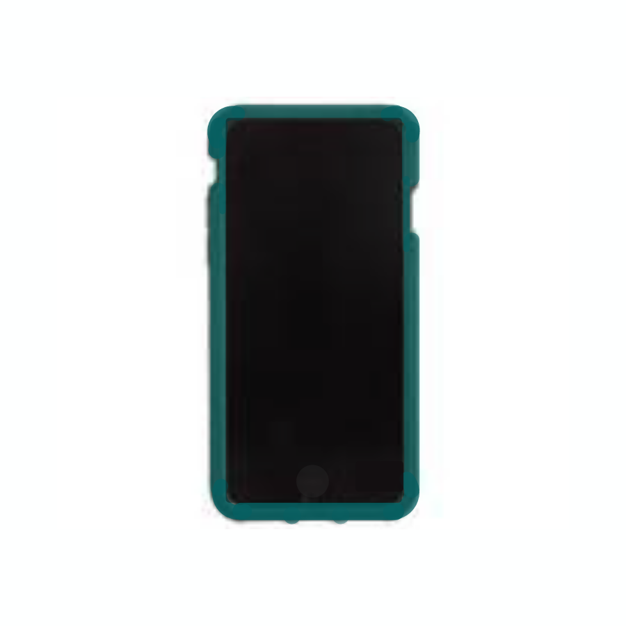 Front view of green summit, evergreen tree engraved Pela phone case for the iPhone 6, 7, 8, or SE.