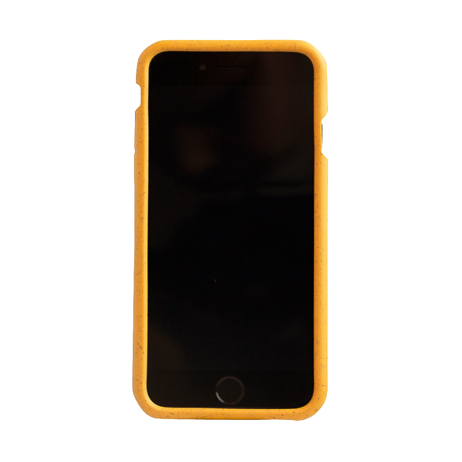 Front view of honey bee, honeycomb engraved Pela phone case for the iPhone 6, 7, 8 or SE.