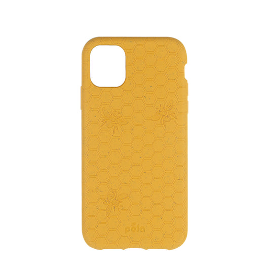Honey bee, honeycomb engraved Pela phone case for the iPhone 11.