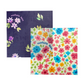 Large purple and white beeswax wraps with floral pattern. 