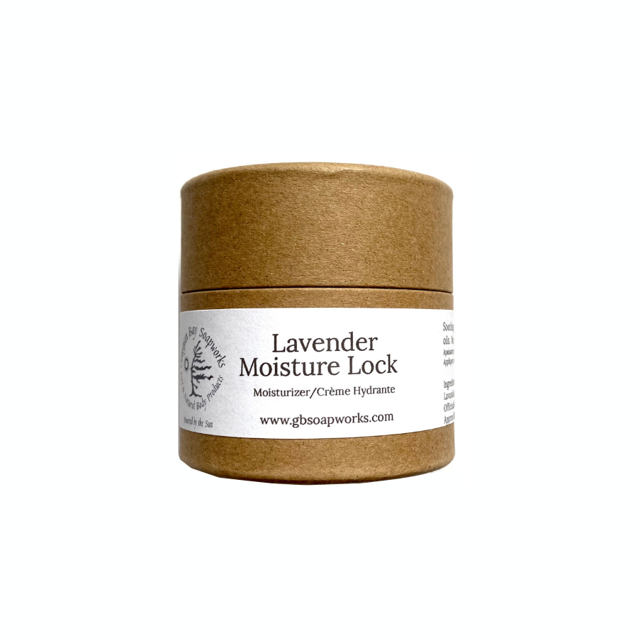 Georgian Bay Soapworks lavender moisturizer in paper jar.