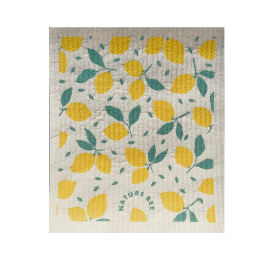 Nature Bee lemon patterned Swedish dishcloth.